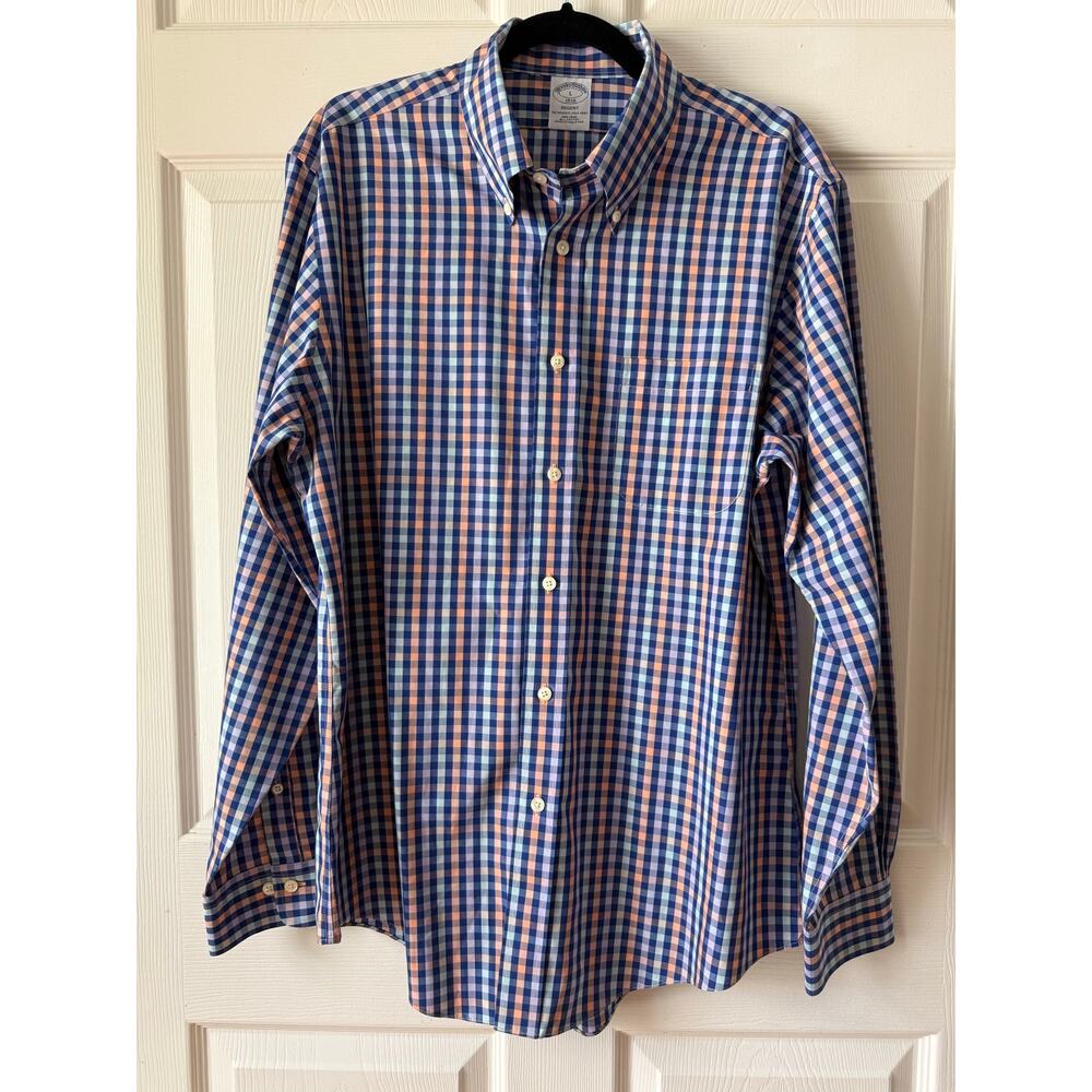 Brooks Brothers Regent 100% Cotton‎ Gingham Button Down Shirt Mens Large